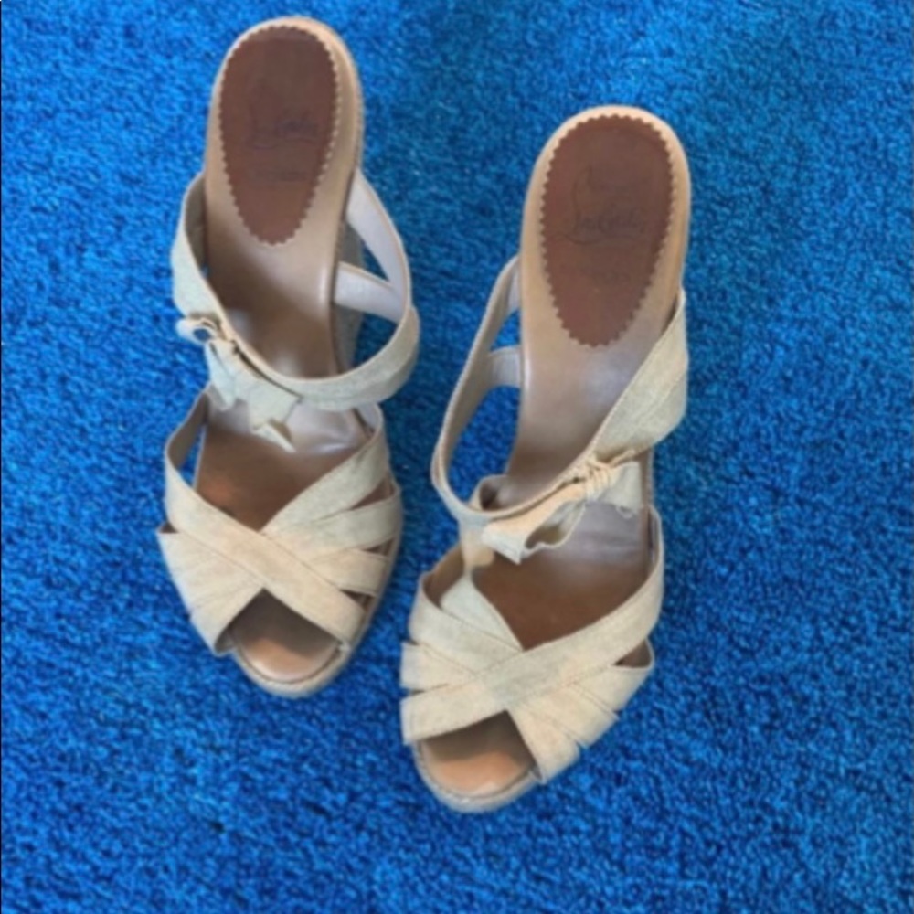 Louboutin canvas wedges